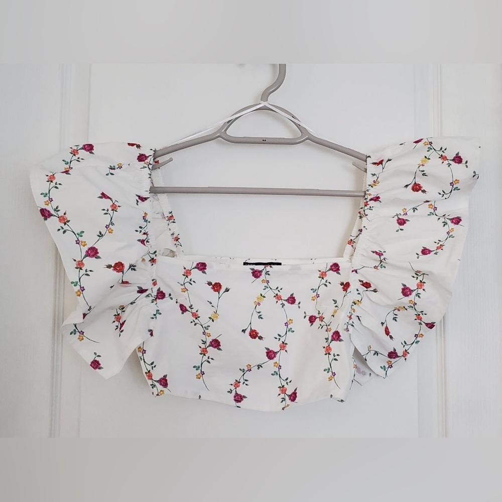 Floral summer crop top, size S, brand Zara
